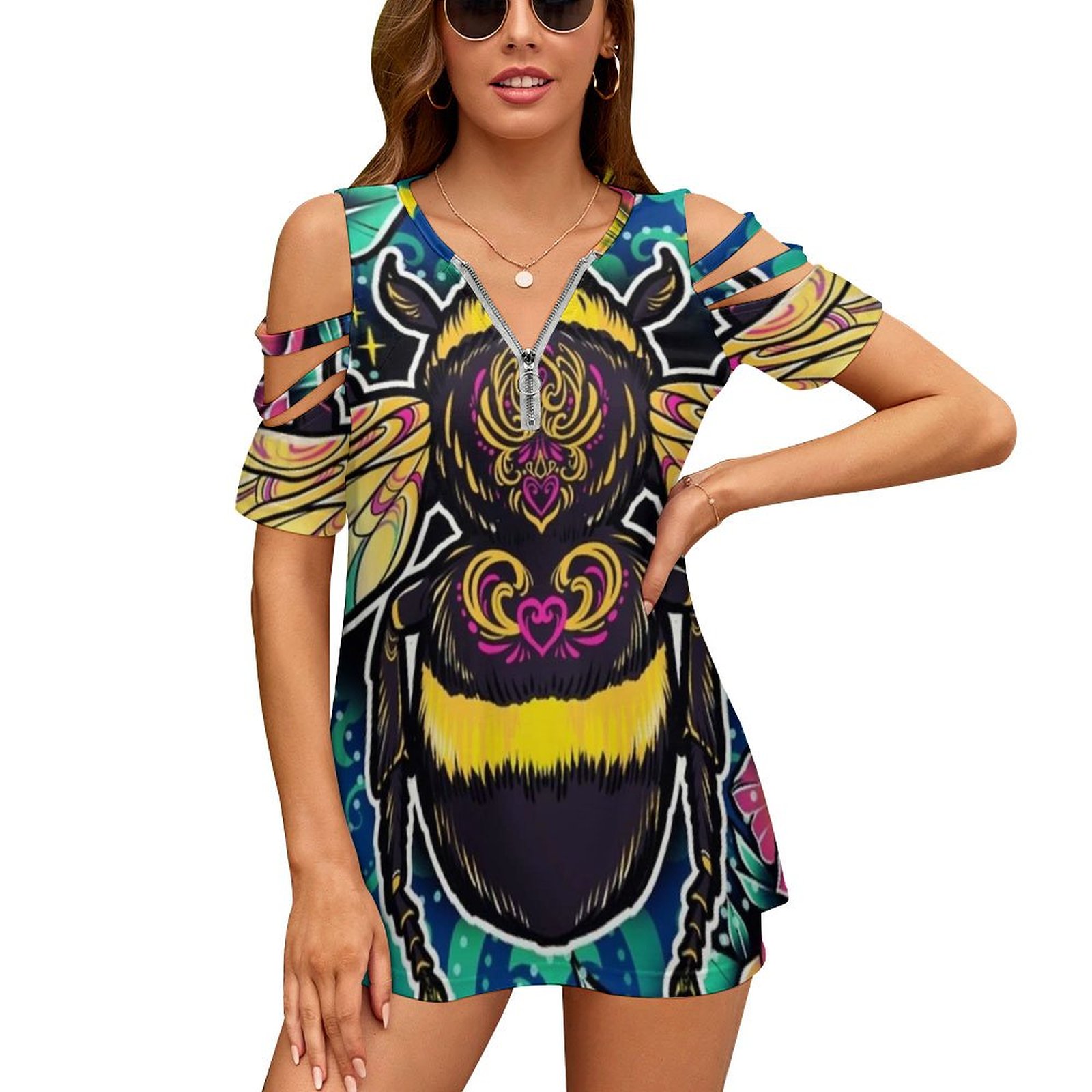 New Fashion Zip Off Shoulder T - Women Accessories Vector のレビューと価格