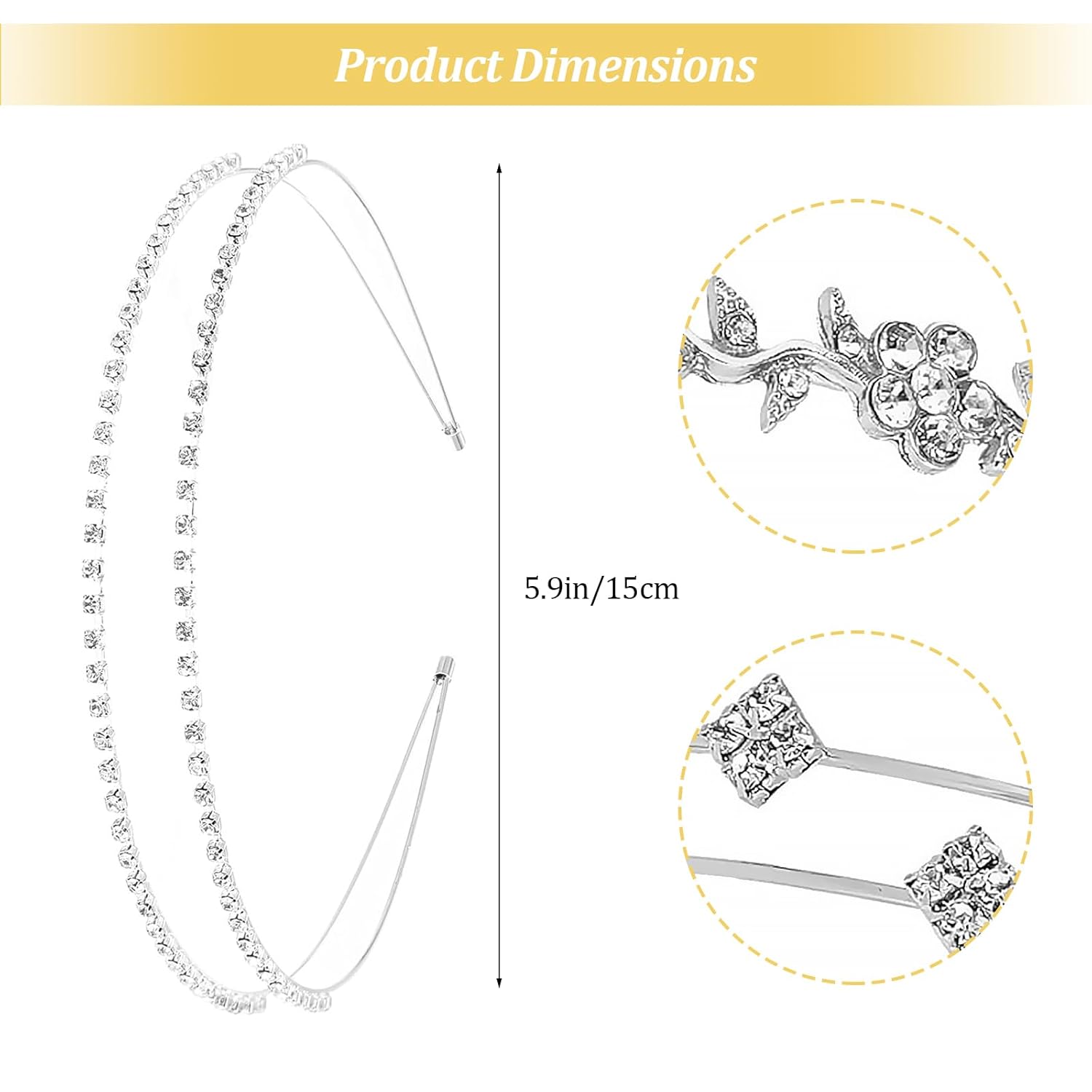 4 Pcs Rhinestone Headband Set  - Women Accessories Set のレビューと価格