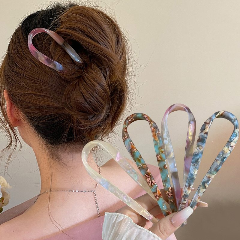 U-Shaped Hair Sticks Acetate A - Women Accessories Aesthetic のレビューと価格