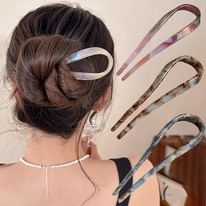 U-Shaped Hair Sticks Acetate A - Women Accessories Aesthetic のレビューと価格