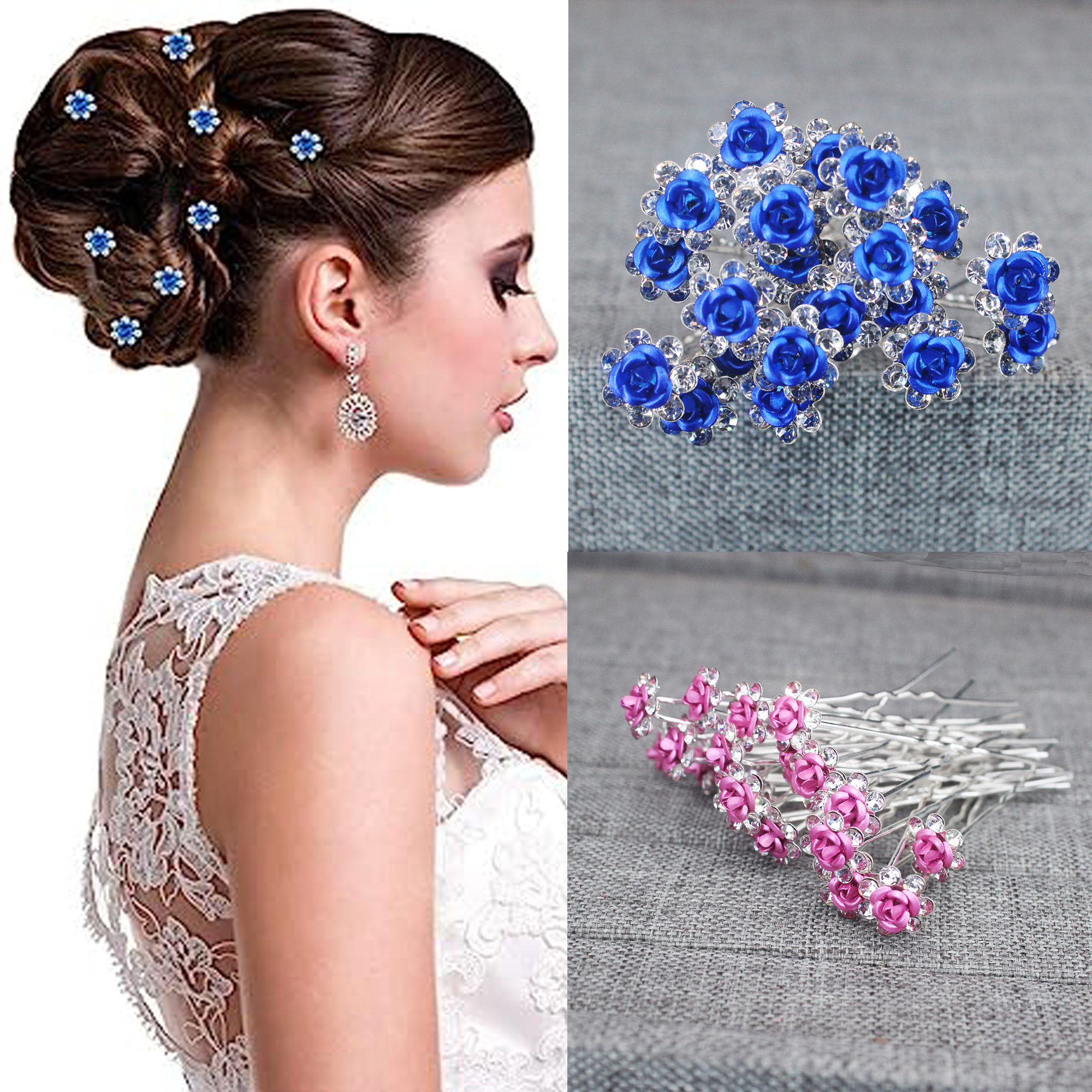 20PCS Rose Flower Rhinestone H - Women Accessories Aesthetic のレビューと価格
